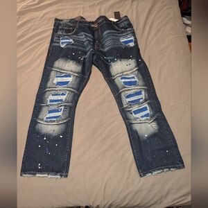 ARKETYPE Men's Distressed Ripped Jeans Size 52x32 Blue Denim NWT MSRP $68